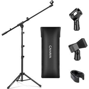 Tripod Microphone Stand Boom Arm Floor Mic Stand with Carrying Bag & 2 Mic Clips